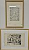 Four framed pieces to include (1) Francisco Jose De Goya y Lucientes (1746-1828), etching, Tauromachie, plate size 9 1/2" x 13 3/4";...