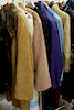 Group of womens clothing to include long Max Mara coat, pink Bill Blass suit, Ralph Lauren skirt, Brooks Brothers long coat, sequin ...