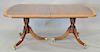 Ethan Allen custom mahogany dining table with banded in
