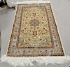 Silk Oriental throw rug. 3' x 5'2"