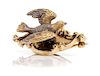 * A Victorian Yellow Gold and Silver En Tremblant Bird Motif Mourning Brooch, 8.00 dwts.