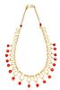 A 22 Karat Yellow Gold and Coral Bead Fringe Necklace, 44.05 dwts.