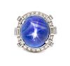 A Platinum, Star Sapphire and Diamond Ring, 11.10 dwts.