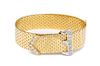 * A Retro Yellow Gold and Diamond Belt Motif Bracelet, 35.40 dwts.