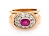 A Retro Rose Gold, Pink Sapphire and Diamond Ring, 6.10 dwts.