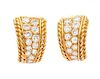 * A Pair of 18 Karat Yellow Gold and Diamond Earclips, Van Cleef & Arpels, 5.85 dwts.