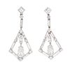 * A Pair of Platinum and Diamond Dangle Earrings, 5.50 dwts.