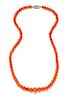 A Graduated Coral Bead Necklace, 13.95 dwts.