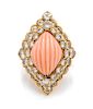 An 18 Karat Yellow Gold, Angel Skin Coral, and Diamond Ring, Andre Vassort for Boucheron, 6.70 dwts.