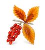 * A 14 Karat White Gold, Coral, Diamond and Agate 'Berry' Brooch, Austrian, 20.40 dwts.