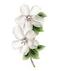 A 14 Karat White Gold, Rock Crystal, Nephrite, Diamond and Cultured Pearl Double Flower Brooch, Austrian, 27.70 dwts.