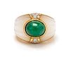 An 18 Karat Yellow Gold, Emerald, Mother-of-Pearl and Diamond Ring, Kai Yin Lo, 8.90 dwts.