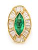 An 18 Karat Yellow Gold, Colombian Emerald and Diamond Ring/Pendant, 10.10 dwts.