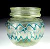 Gorgeous Roman Glass Jar w/ Blue Rigaree