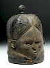 Early 20th C. African Mende Wood Helmet Mask