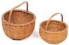 2 Antique Handled Splint Baskets