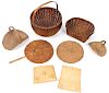 Collection of 8 Antique Baskets and Related Items