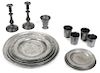 Estate Collection of Pewter Plates, Cups, Candlesticks
