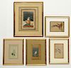 5 Antique Indian or Persian Miniature Paintings