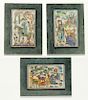 3 Antique Persian Polychrome Decorated Tiles