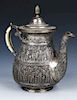 Fine Antique Persian Repousse Silver Teapot