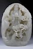 Rare Master Carved Chinese Figural Jade Mountain