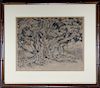 Banyon Tree,"Coconut Grove Florida" Signed Etching
