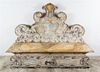 An Italian Painted Hall Bench Height 54 x width 70 x depth 17 inches.