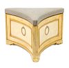 A Painted Wood Storage Stool Height 14 1/2 x diameter 21 inches.