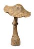 An Assembled Wood Model of a Mushroom Height 38 1/2 inches.