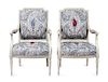 A Pair of Louis XVI Style Painted Fauteuils Height 38 1/4 inches.