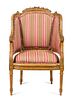 A Louis XVI Painted Bergere Height 39 1/2 inches.