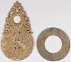 TWO CHINESE CARVED ARCHAIC STYLE HARDSTONE DISCS