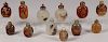 12 CHINESE CARVED AGATE SNUFF BOTTLES