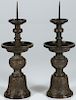 A PAIR OF CHINESE CAST BRONZE CANDLE STANDS