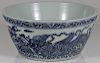 A LARGE CHINESE BLUE AND WHITE DRAGON BOWL