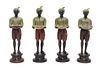 A Set of Four Polychromed Cast Metal Figures Height 11 1/4 inches.