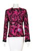 An Etro Hot Pink and Black Floral Embellished Jacket, Size 42.