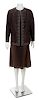 * An Yves Saint Laurent Haute Couture Brown Suede Dress and Jacket Ensemble, No size.