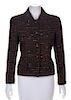 A Chanel Brown Boucle Jacket, Size 40.