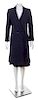 * A Chanel Navy Wool Coat and Skirt Ensemble, Jacket size 10; Skirt no size.