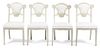 A Set of Four Danish Painted Side Chairs Height 33 1/2 inches.