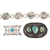 Silver and Turquoise Belt Buckles PLUS Silver Link Concha Belt