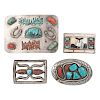 Zuni and Navajo Silver, Coral, and Turquoise Belt Buckles