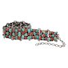 Southwestern Silver Link Belt  Set with Turquoise and Coral