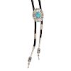 Thomas Singer (Dine, 1940-2014) Navajo Sterling Silver and Turquoise Bolo Tie