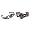 Southwestern Silver and Turquoise Curio Shop Cuff Bracelets