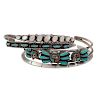 W.D. Weeka (Zuni, 20th century) Silver and Turquoise Needle Point Cuff Bracelet PLUS 