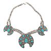 Southwestern Silver Crescent Necklace Set with Turquoise