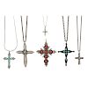 Navajo and Southwestern Silver Inlay Cross Pendants and Necklaces